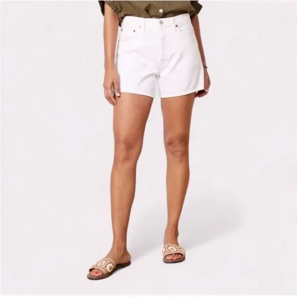 Agolde Parker Long White Denim Jean Shorts Size 31 (12) New! - Picture 7 of 15